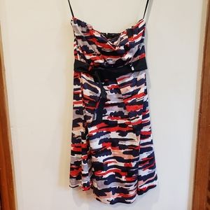 Limited strapless belted dress red white and blue